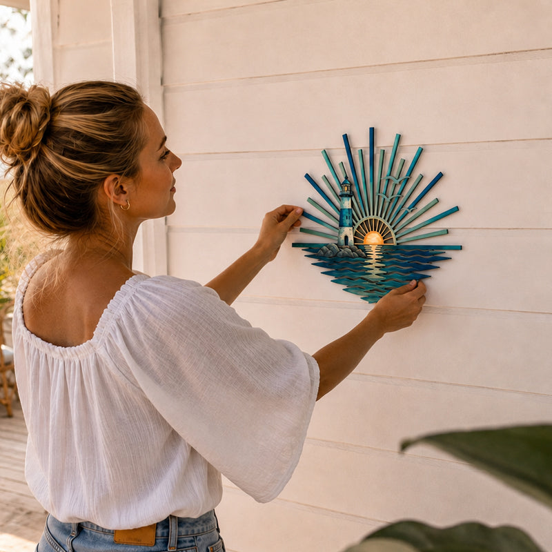 🌅 ‘Legend of the Sunset Tides’ metalen wanddecoratie – 🌊 Metalen wanddecoratie in vintage maritieme stijl