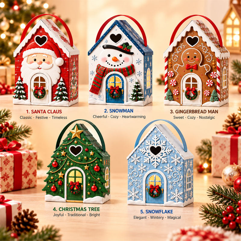 🏡🎁 Kersthuisje-cadeaudoos – 3D-cadeaudoos met feestelijke snoepjes en koekjes 🍪