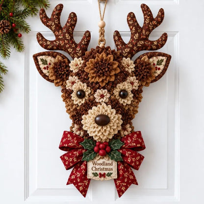 🎄✨DIY-set voor een kerstdeurhanger van stoffen bloemen – Gelaagde kerstversiering