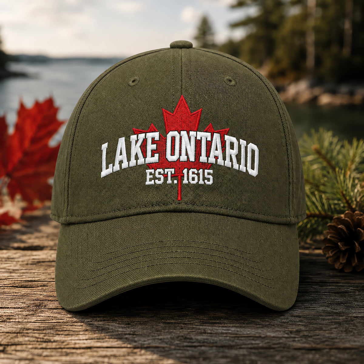 🔥LAATSTE DAG 50% KORTING - 🍁Lake Ontario Forever – Geborduurde pet in retro-stijl (🧢100% katoen)