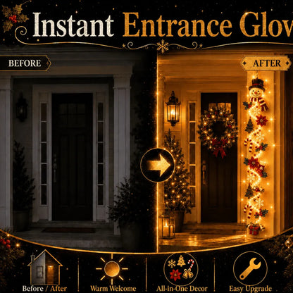 🎄MerryCascade™ Verlichte kerstdeurhanger | 6 feestelijke verlichte ontwerpen met een warme gloed, driedimensionale details en ruimtebesparende verticale decoratie ✨