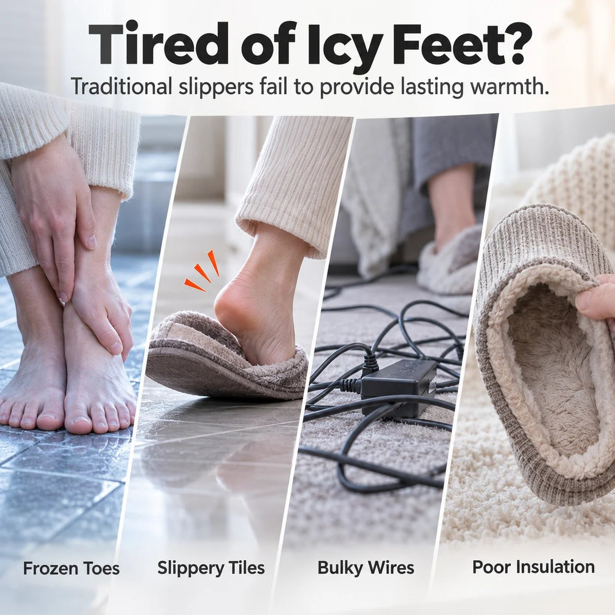 👣 Slimme Verwarmde Pantoffels – Overal Warmte in Huis