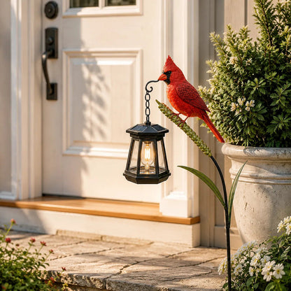 Betoverende Solar Kardinaal Lantaarn – Laat Je Tuin Stralen 🌸🐦🌞