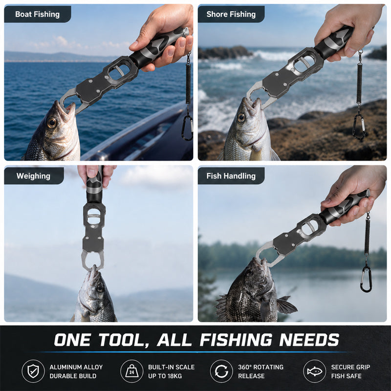 🐟 Professionele Aluminium Visgrijper – Veilig Vastpakken & Direct Wegen! 🎣✨