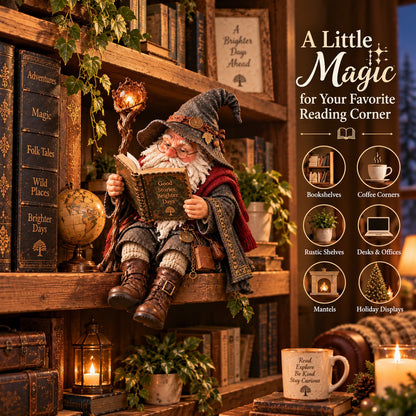 🧙‍♂️ De rondtrekkende geleerde kabouter – Betoverend beeldje van een leestovenaar