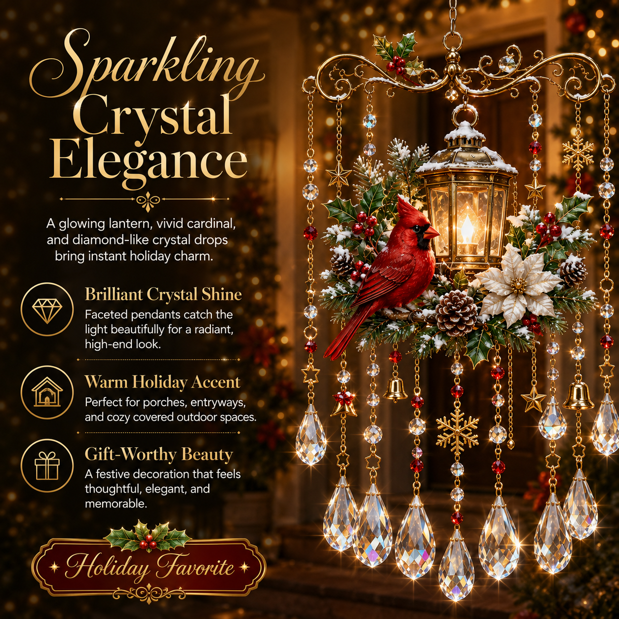 ✨ Kerst Windgong met Kristallen – Laat Jouw Huis Stralen Deze Feestdagen! 🎄💎