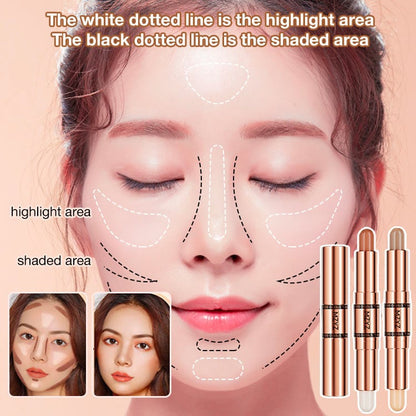 Double Head Makeup Stick-Highlighter & Contour-Snelle en eenvoudige bediening voor beginners, make-up als een professional