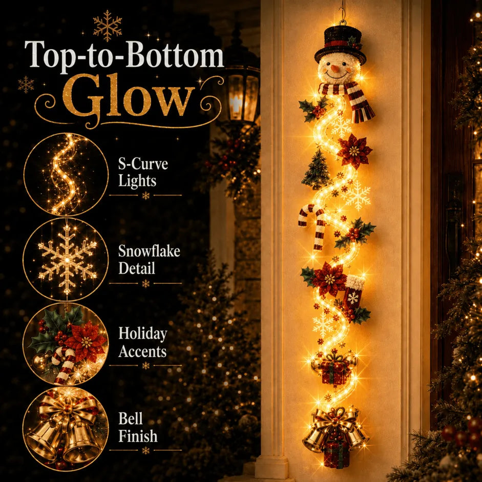 🎄MerryCascade™ Verlichte kerstdeurhanger | 6 feestelijke verlichte ontwerpen met een warme gloed, driedimensionale details en ruimtebesparende verticale decoratie ✨