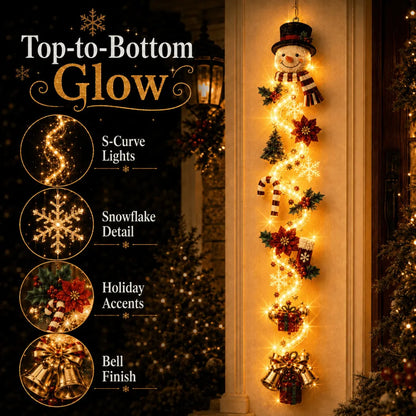 🎄MerryCascade™ Verlichte kerstdeurhanger | 6 feestelijke verlichte ontwerpen met een warme gloed, driedimensionale details en ruimtebesparende verticale decoratie ✨