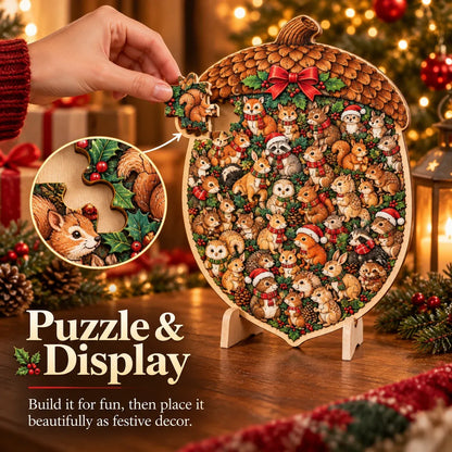 🎄 Houten kerstpuzzel van 20 cm met standaard | 9 feestelijke ontwerpen om in elkaar te zetten en tentoon te stellen 🧩