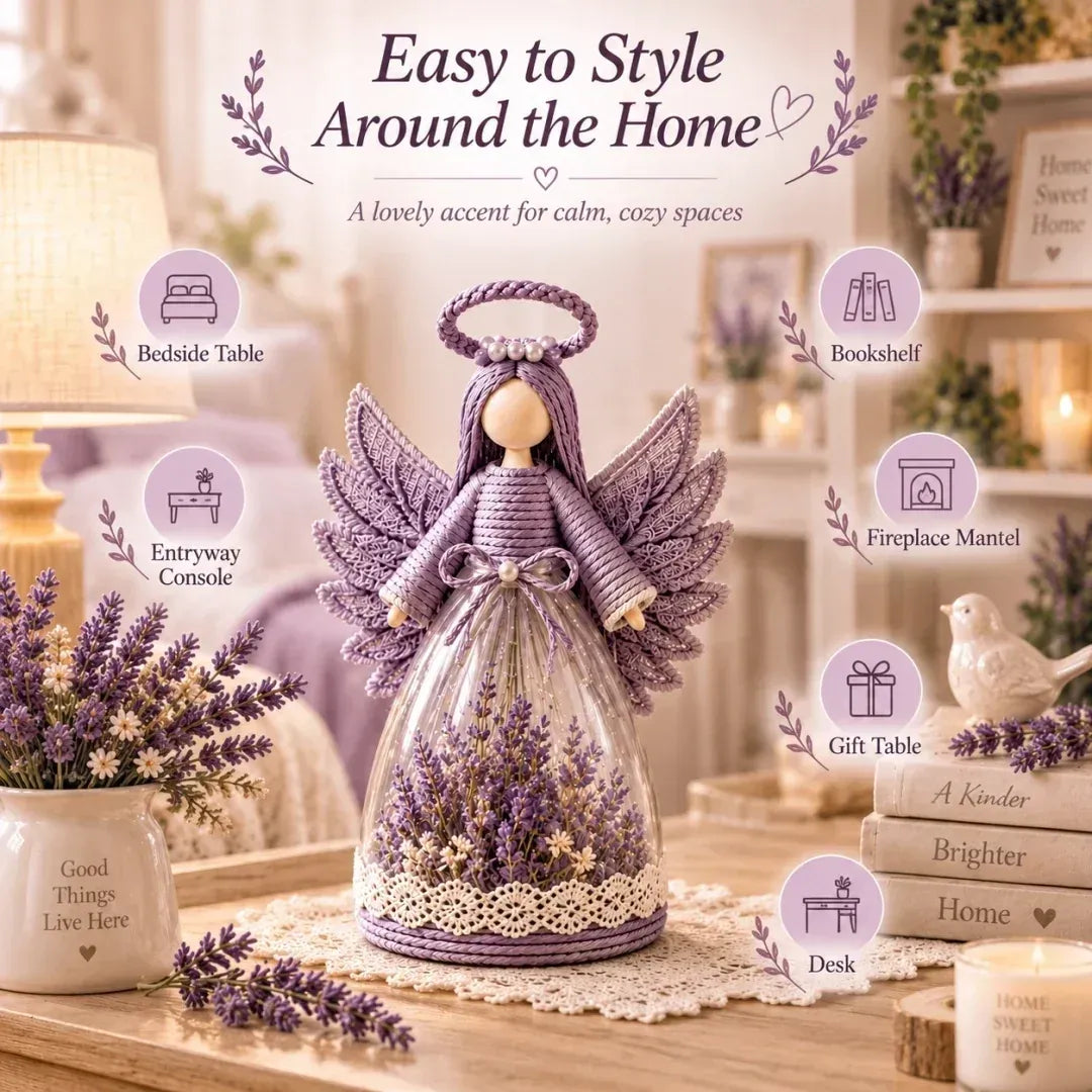 Blooming Guardian Angel Light | Bloemvormig LED-beeldje in lavendel, roze en salie