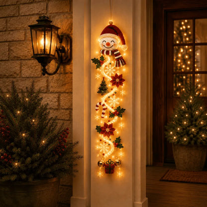 🎄MerryCascade™ Verlichte kerstdeurhanger | 6 feestelijke verlichte ontwerpen met een warme gloed, driedimensionale details en ruimtebesparende verticale decoratie ✨