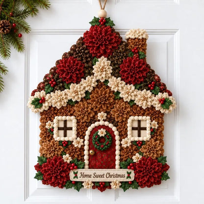 🎄✨DIY-set voor een kerstdeurhanger van stoffen bloemen – Gelaagde kerstversiering