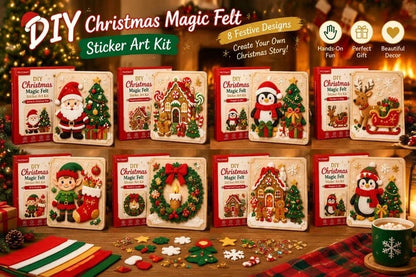 🎄 DIY-kerstmagie: kunstset met viltstickers – afpellen, plakken en creatief aan de slag
