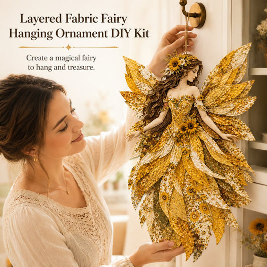 🧚‍♀️🌸 Premium doe-het-zelfpakket ‘Fairy Patchwork’ | Hoogwaardige gelaagde stof met bloemmotiefvleugels – doe-het-zelf, handgemaakte fantasiewanddecoratie ✨