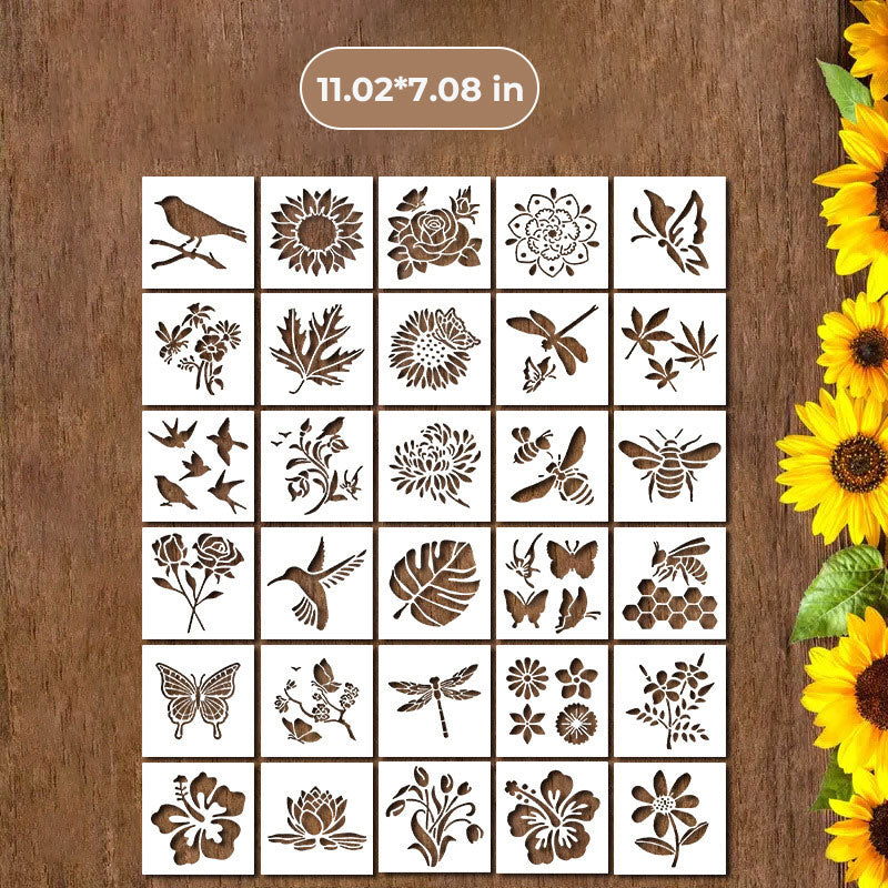 Kleine wilde bloemen bloemen schilderij mallen voor volwassenen kinderen meubels muren en hout kaart schilderen en andere ambachten, bevat miniatuur natuurlijke wijnstok kruid kunst mallen