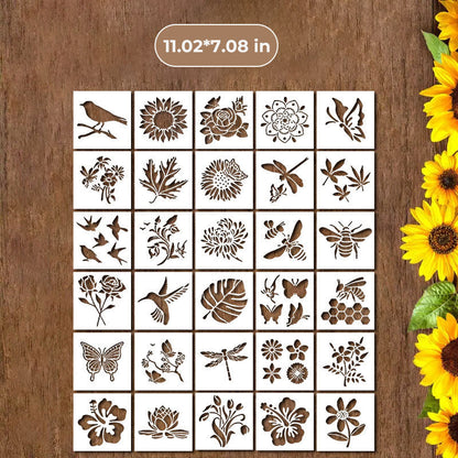 Kleine wilde bloemen bloemen schilderij mallen voor volwassenen kinderen meubels muren en hout kaart schilderen en andere ambachten, bevat miniatuur natuurlijke wijnstok kruid kunst mallen