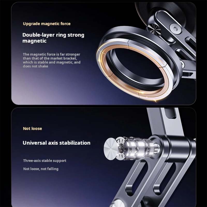 Dubbele zuignap vacuüm magnetische auto telefoonhouder