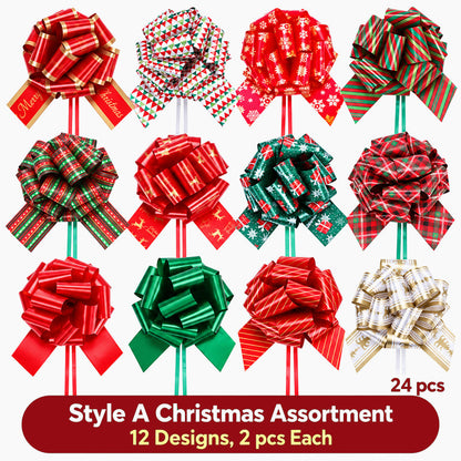 🎄🎀 Kerstdecoratie Strikken – Feestelijke Cadeaulinten met Vrolijke Kerstmotieven