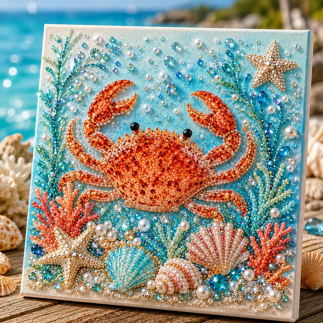 🌊✨ DIY-set ‘Parelkunst met oceaanthema’ – Ontspannend knutselproject om prachtige kunstwerken met een kustthema te maken