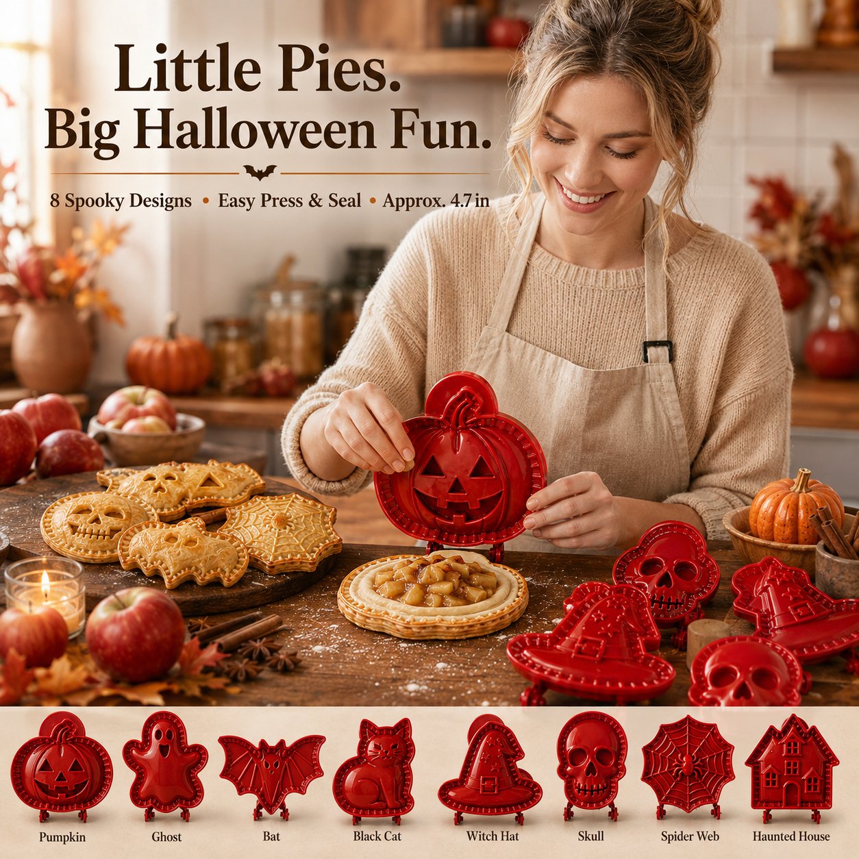 🎃 8-delige set mini-taartvormpjes voor Halloween