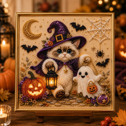 🐈‍⬛🎃DIY-schilderpakket voor Halloween-katten met parelkraaltjes