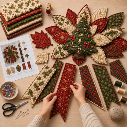 🎄DIY Quilted Christmas Patchwork Deurdecoratie Kit✨