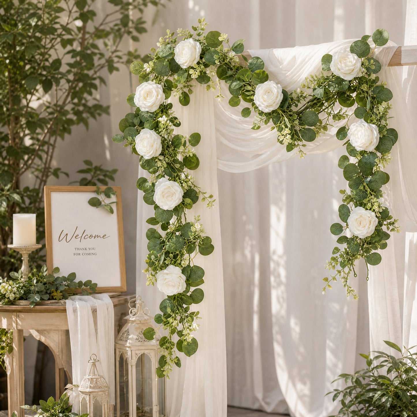 💐 Luxe Kunstrozen Guirlande – Altijd Bloeiend, Altijd Prachtig! 🌹✨