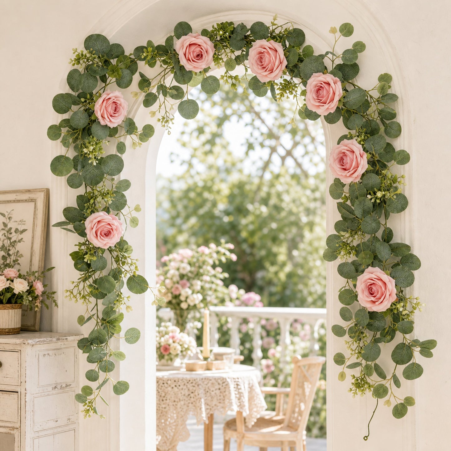 💐 Luxe Kunstrozen Guirlande – Altijd Bloeiend, Altijd Prachtig! 🌹✨