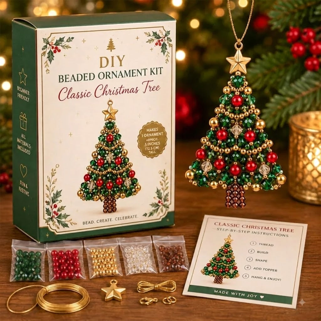 🎄 DIY-set voor kerstboomversieringen met kralen – Maak je eigen sprankelende kerstsouvenir! ✨💎
