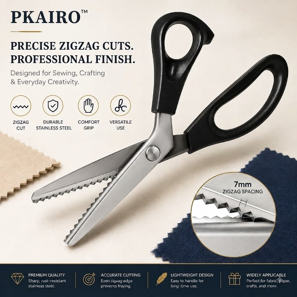 ✂️ 9,1" professionele roestvrijstalen kartelschaar – ✨ Scherpe zigzagrand, rafelvrije schaar voor naaiwerk en doe-het-zelfprojecten