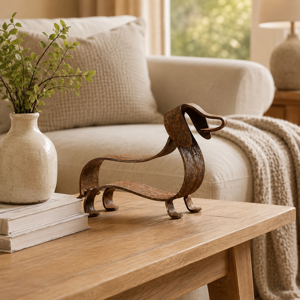 🐶✨ Rustieke Teckel Metaal Sculptuur – Tijdloze Charme Voor Huis & Tuin!