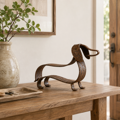 🐶✨ Rustieke Teckel Metaal Sculptuur – Tijdloze Charme Voor Huis & Tuin!