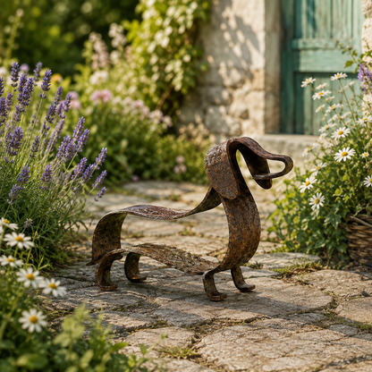 🐶✨ Rustieke Teckel Metaal Sculptuur – Tijdloze Charme Voor Huis & Tuin!