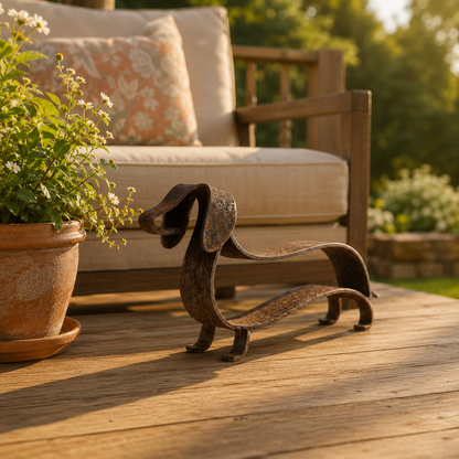 🐶✨ Rustieke Teckel Metaal Sculptuur – Tijdloze Charme Voor Huis & Tuin!