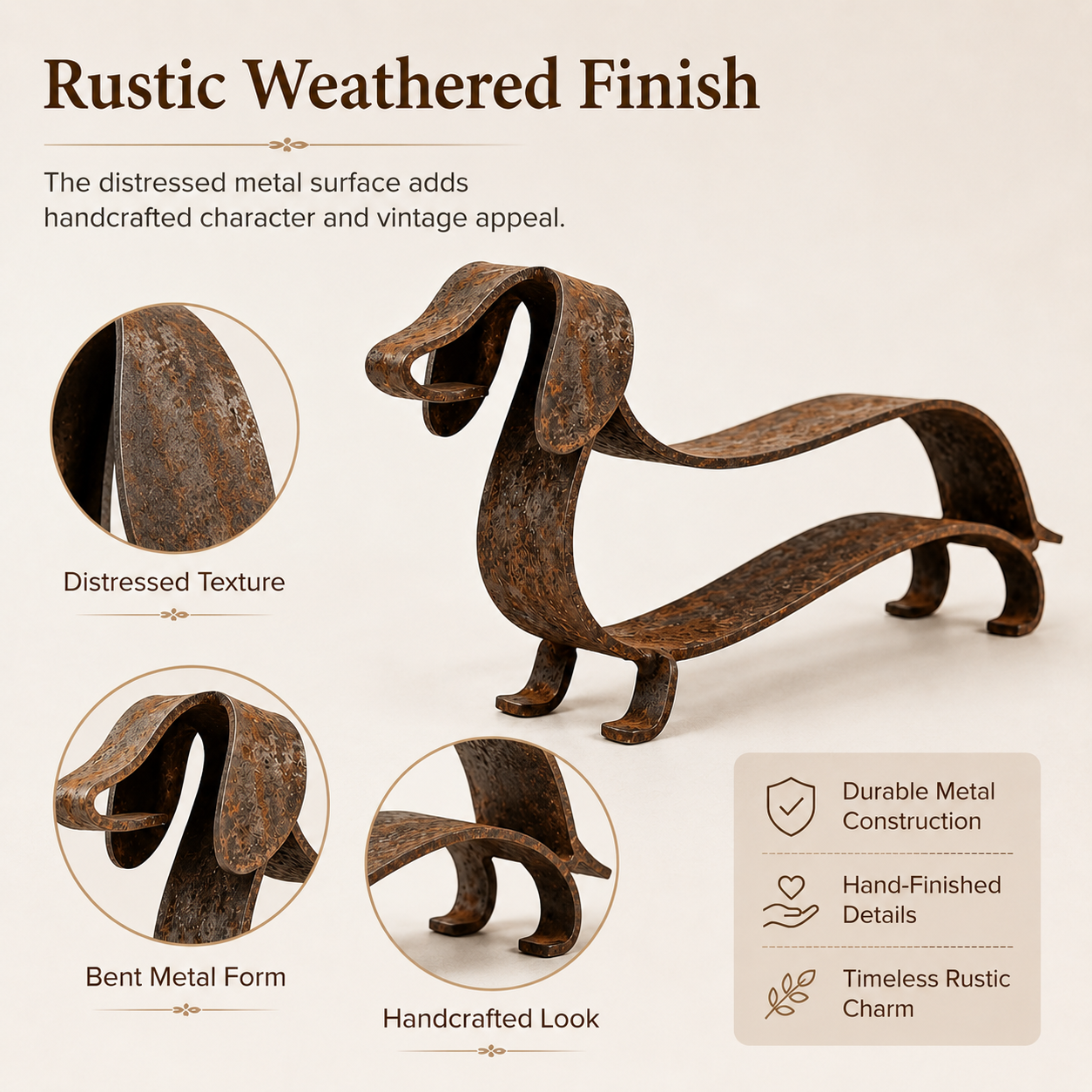 🐶✨ Rustieke Teckel Metaal Sculptuur – Tijdloze Charme Voor Huis & Tuin!