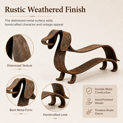 🐶✨ Rustieke Teckel Metaal Sculptuur – Tijdloze Charme Voor Huis & Tuin!