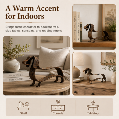 🐶✨ Rustieke Teckel Metaal Sculptuur – Tijdloze Charme Voor Huis & Tuin!
