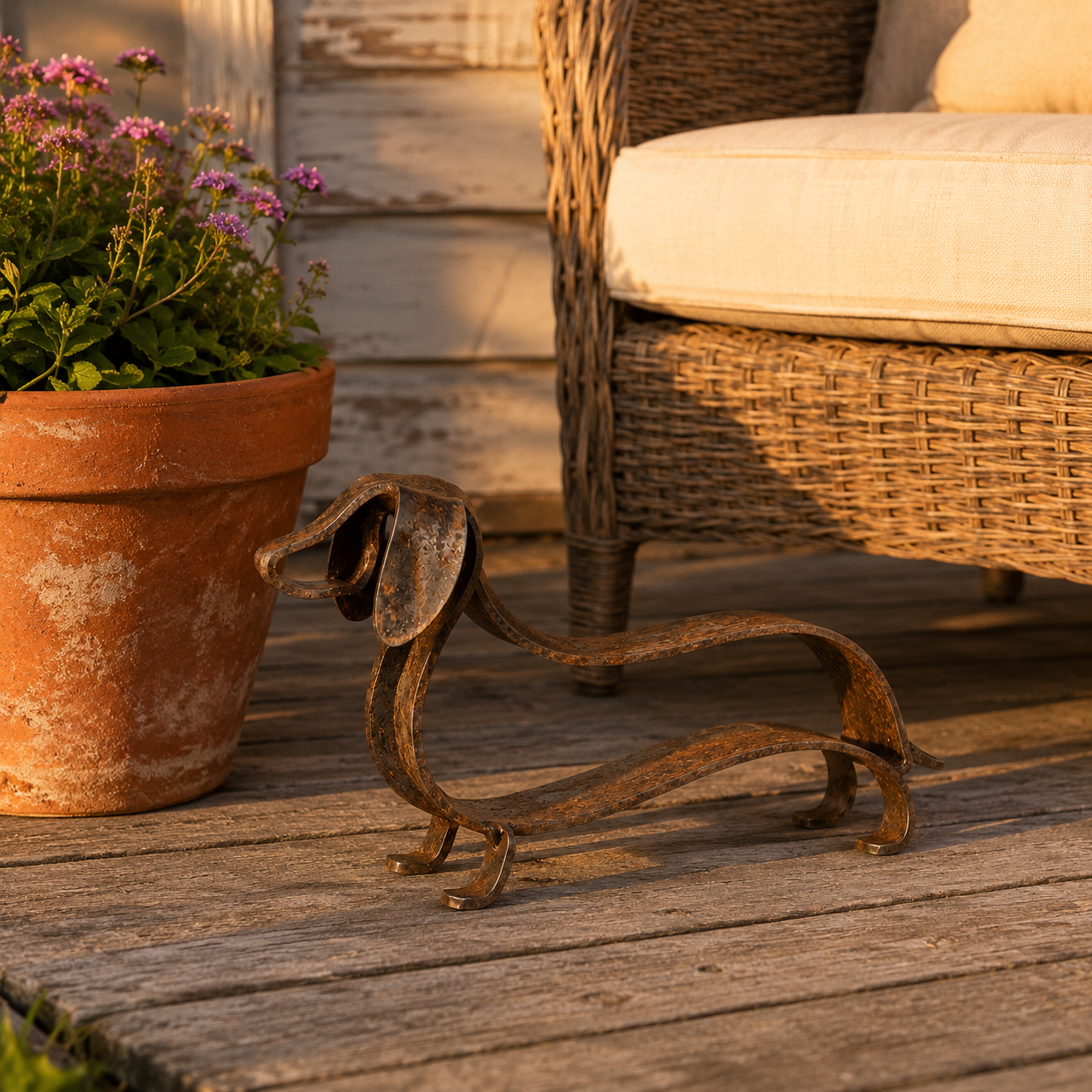 🐶✨ Rustieke Teckel Metaal Sculptuur – Tijdloze Charme Voor Huis & Tuin!