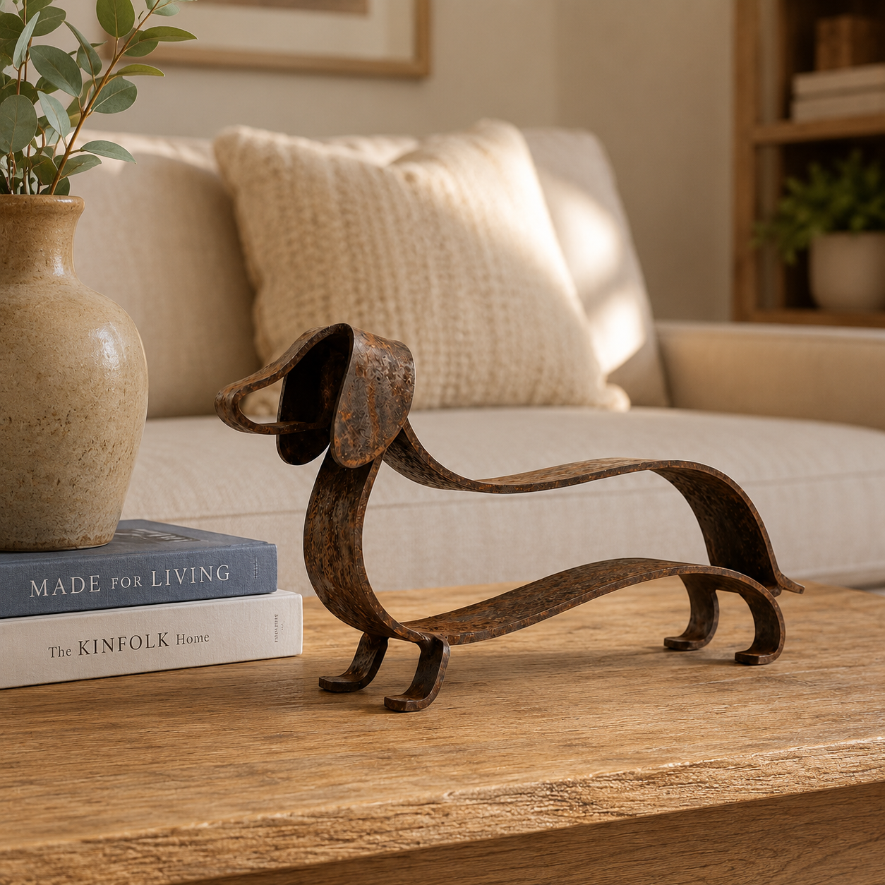 🐶✨ Rustieke Teckel Metaal Sculptuur – Tijdloze Charme Voor Huis & Tuin!