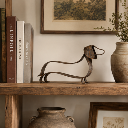 🐶✨ Rustieke Teckel Metaal Sculptuur – Tijdloze Charme Voor Huis & Tuin!