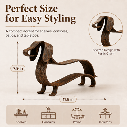 🐶✨ Rustieke Teckel Metaal Sculptuur – Tijdloze Charme Voor Huis & Tuin!