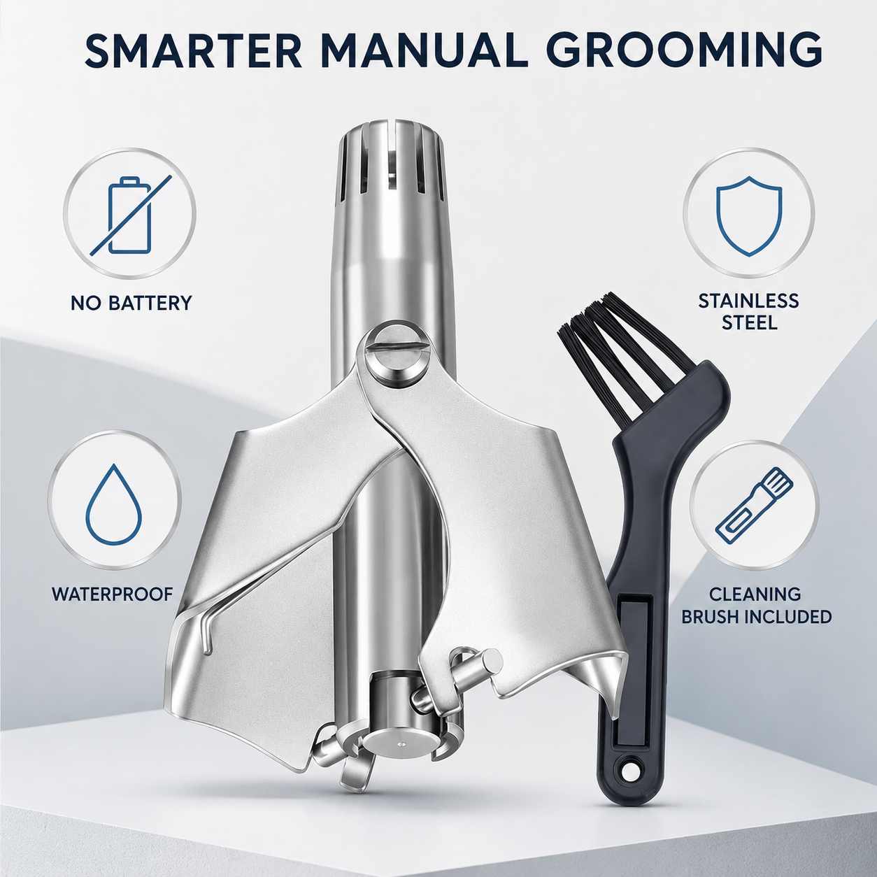 ✂️ Handmatige neushaartrimmer – Nauwkeurig trimmen. Geen batterij nodig.