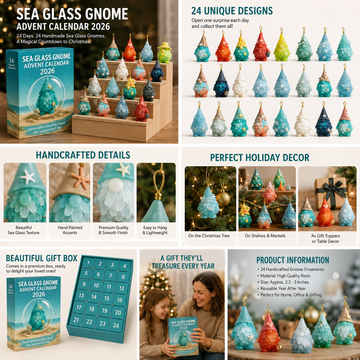 🌊🧝‍♂️Adventskalender met zeeglas-kabouters (✨Limited Edition 2026)