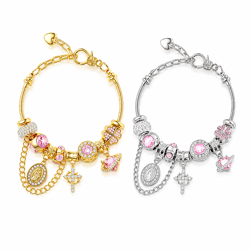 ✨Goud- en zilverkleurige Aurora-armband met slangenketting en meerdere elementen