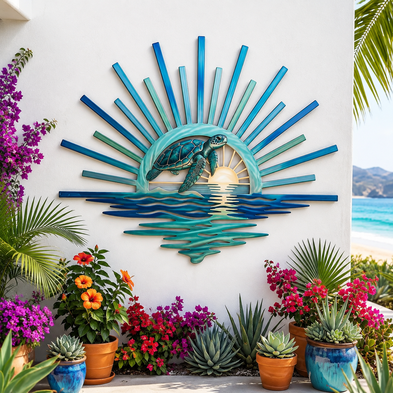 🌅 ‘Legend of the Sunset Tides’ metalen wanddecoratie – 🌊 Metalen wanddecoratie in vintage maritieme stijl
