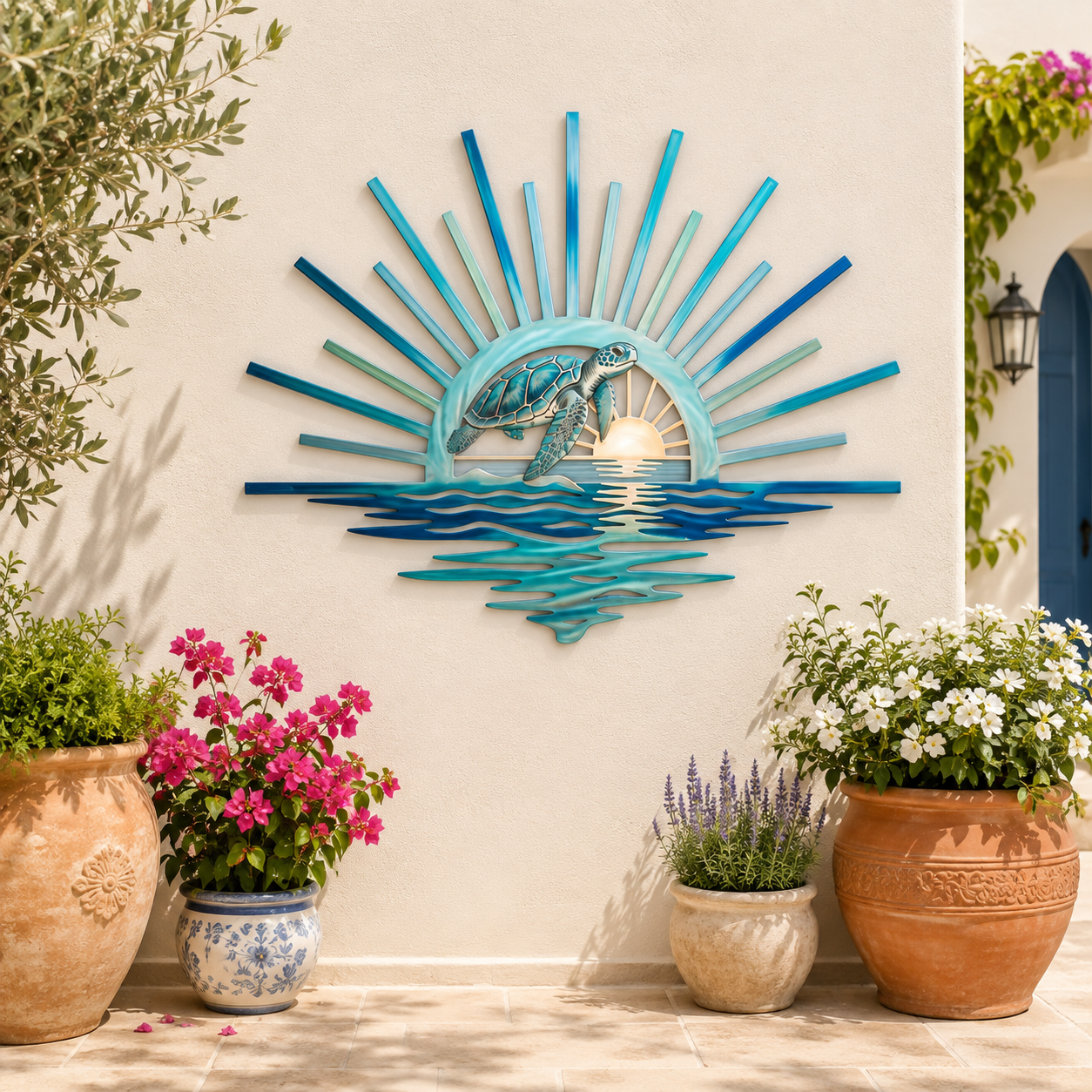 🌅 ‘Legend of the Sunset Tides’ metalen wanddecoratie – 🌊 Metalen wanddecoratie in vintage maritieme stijl