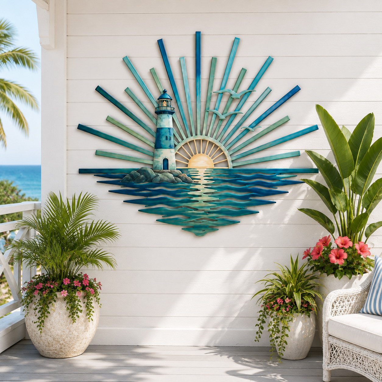 🌅 ‘Legend of the Sunset Tides’ metalen wanddecoratie – 🌊 Metalen wanddecoratie in vintage maritieme stijl