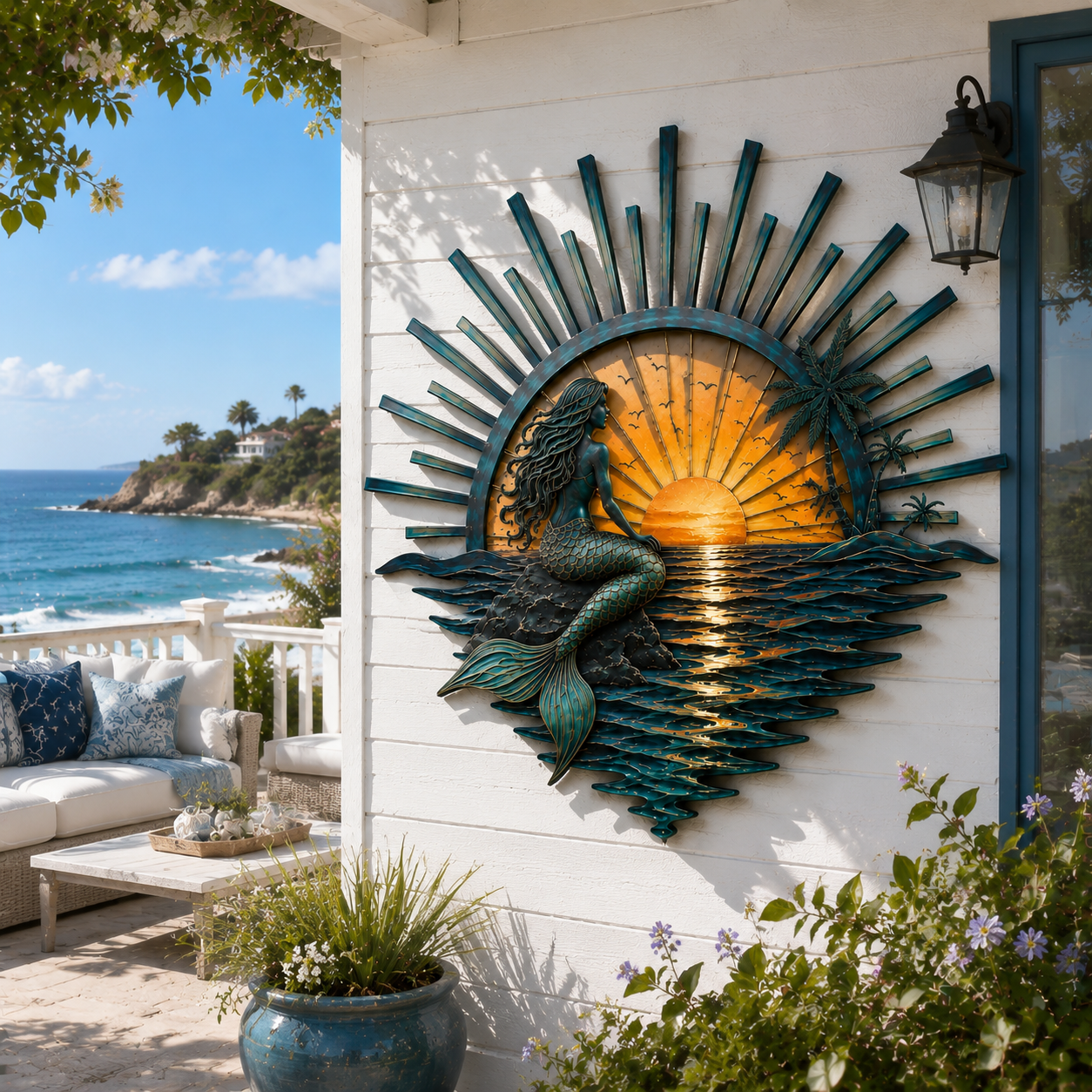 🌅 ‘Legend of the Sunset Tides’ metalen wanddecoratie – 🌊 Metalen wanddecoratie in vintage maritieme stijl