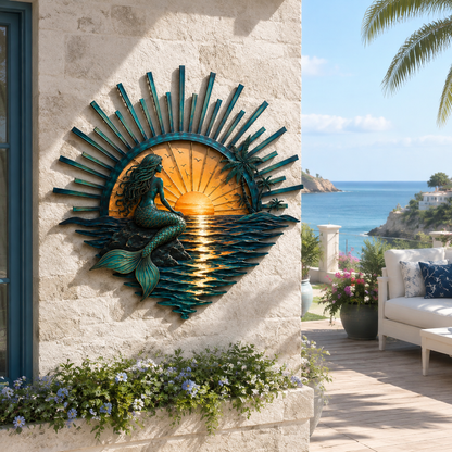 🌅 ‘Legend of the Sunset Tides’ metalen wanddecoratie – 🌊 Metalen wanddecoratie in vintage maritieme stijl